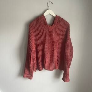 Uncharted Threads Sweater Hoodie Chenille Raspberry Pink size Large Cozy 90s Y2K